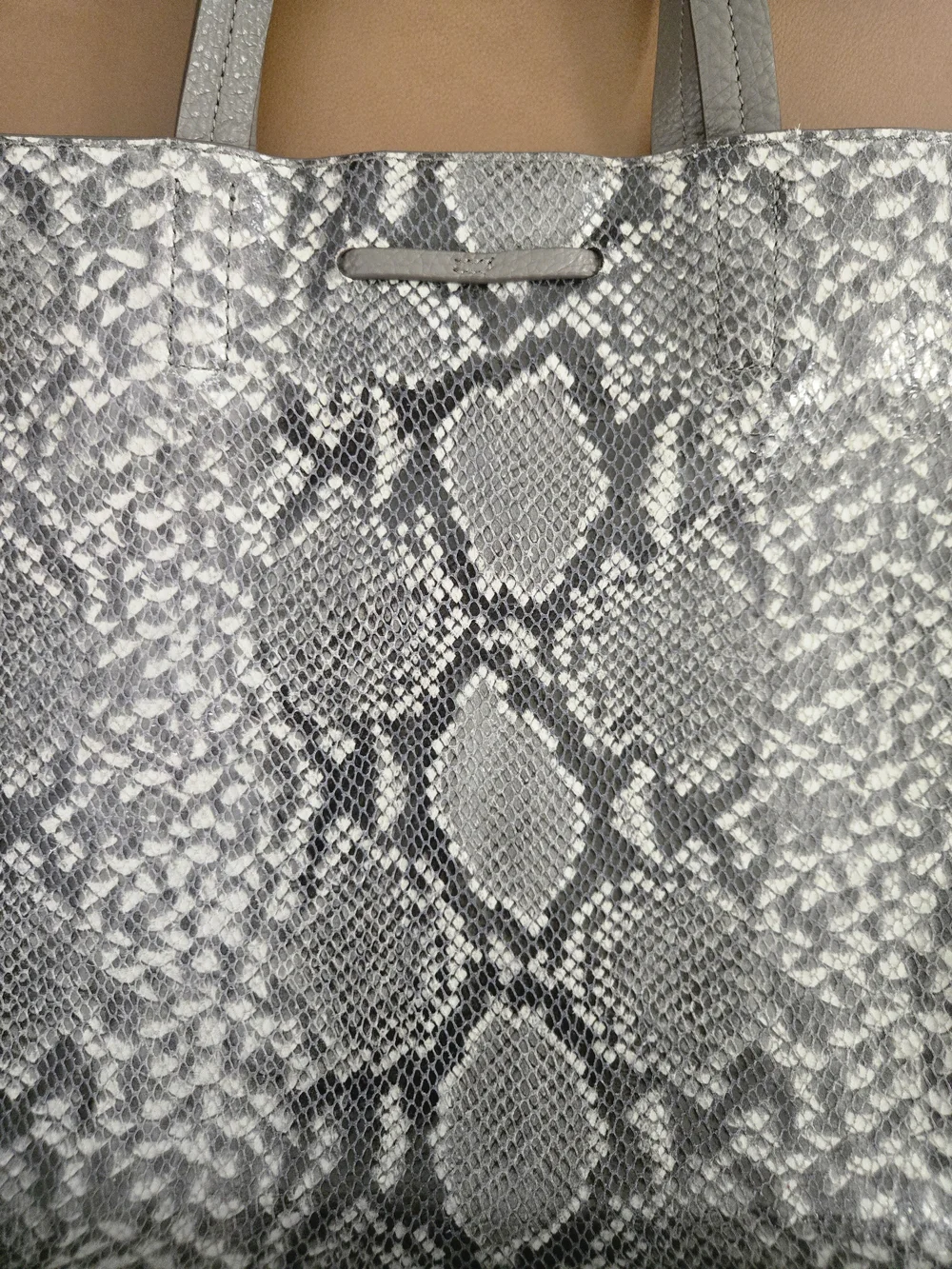 GAP Portofino Gray Snakeskin Leather Tote Shoulder Bag Bow Detail